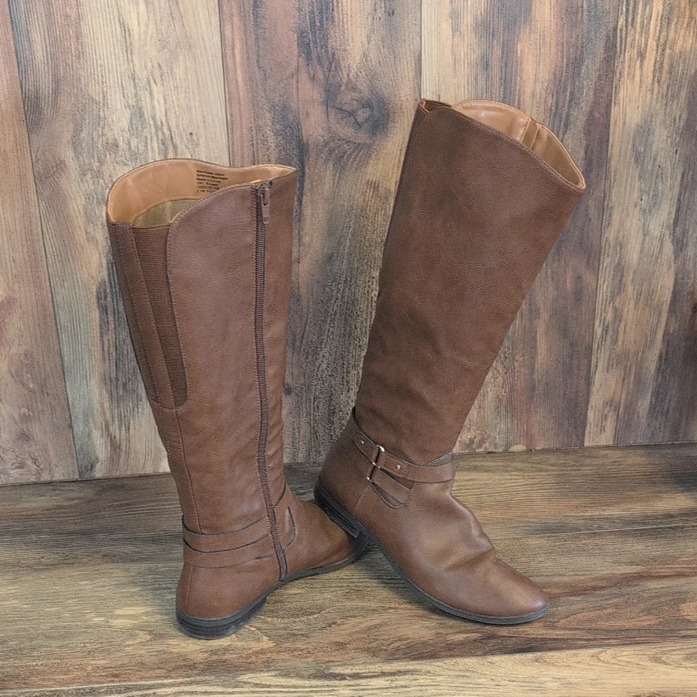 Style & Co. Tan Over the Knee Full Zip Boots 8.5